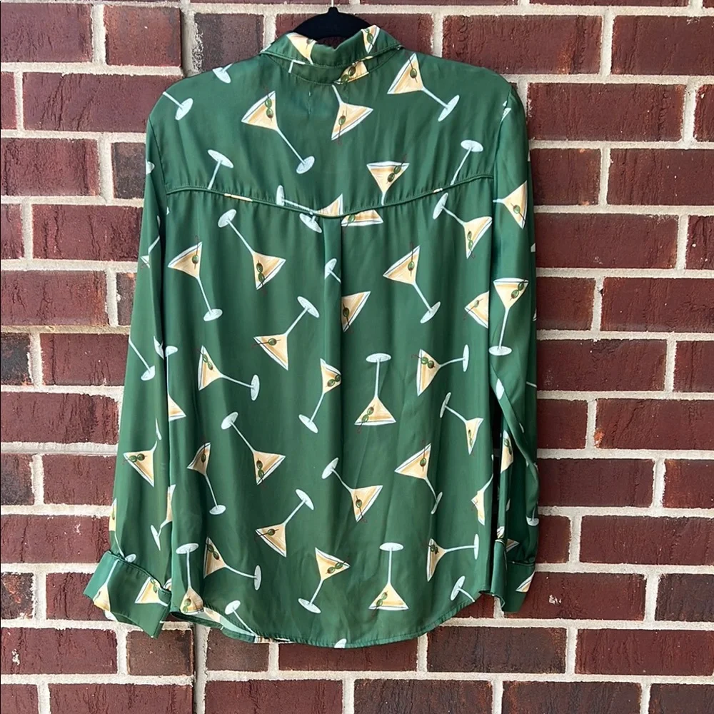 Show Me Your MuMu Green Martini Print Satin Pajama Set